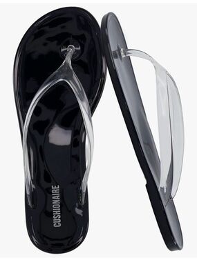 Cushionaire Black Jelly Sandals with Clear Straps